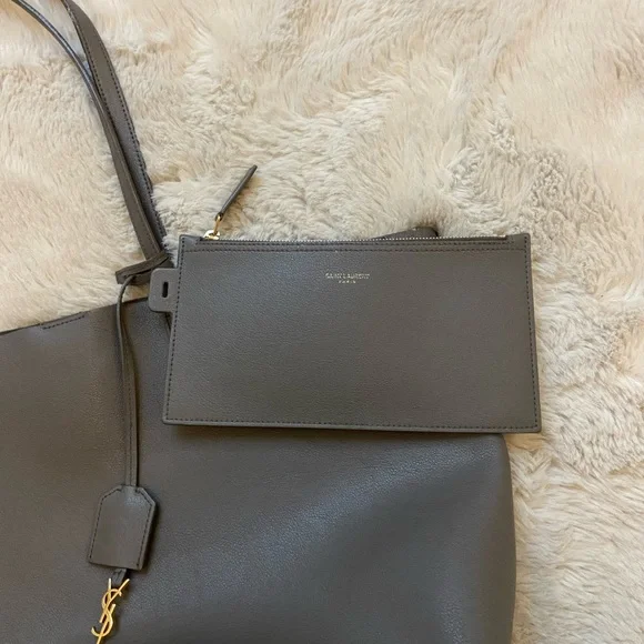 Saint Laurent Grey Shopping Leather Tote